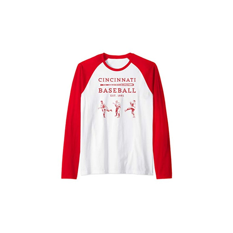 Classic Cincinnati Baseball Fan Retro Raglan Baseball Tee