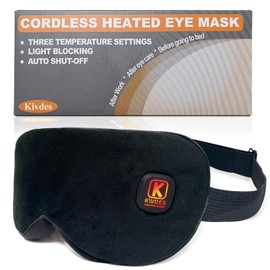 Kivdes Cordless Heated Eye Mask for Dry Eyes, Electric USB Warm Eye Compress for Blepharitis & Styes,Rechargeable with Adjustable Strap,3-Level Temperature, 30Mins Auto-Off Sleep,Travel and Gifts