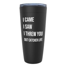Softball Coach Black Edition Viking Tumbler 20oz - I Came I Saw - Baseball Ball Pitcher Sarcastic Sassy Gag Humor Coach For Catcher