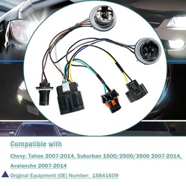 RED WOLF Headlight Wiring Harness Fits for 2007-2014 Chevy Tahoe Suburban Avalanche GM Replaces OEM 15950809 15782377 Headlamp Wire Harness Left Right Side Lamp Socket for GM Pickup SUV 20 AWG