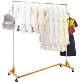 Industrial Grade Orange Z Base Garment Rack Sturdy Steel Height Adjustable Rolling Lockable Casters Home Store DisplayItem Dimensions: 60x165x180 cm, color: Orange Color