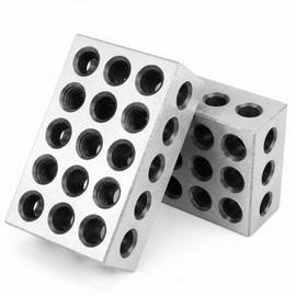 QWORK 2 Pieces Parallel Blocks Metric 1-2-3 Blocks, 23 Holes Clamping Blocks, Size 25 x 50 x 75 mm, Precision 0.005 mm, Milling Machine Accessories