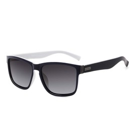 ANDOILT Polarized Sunglasses for Men Women Trendy Vintage Retro Fashion Square Sun Glasses Black White Frame Gray Lens