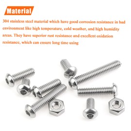 20 Pieces 1/4-20 x 1-1/2" Button Head Socket Cap Screws Bolts, HELIFOUNER 304 Stainless Steel (18-8) Screws, Bright Finish, Fully Threaded