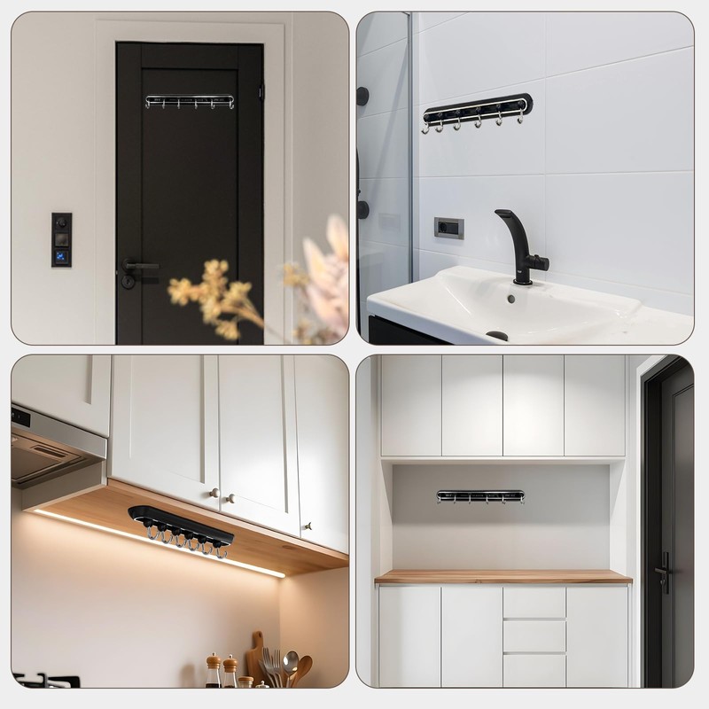Utensil Racks with 6 Hooks Kitchen Utensil Holders Organizer Balck