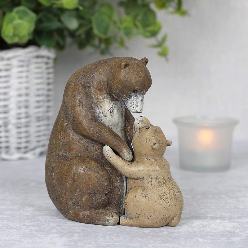 Charming Brown Mother & Baby Bear Hug Ornament - 11.5cm
