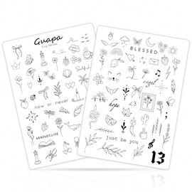Guapa Fine Line Practice Skin – 3 Sheets Pre-Printed Silicone Pads with Whimsical Nature & Lifestyle Designs – for Apprentices, Beginners & Artists (White-3PCS)