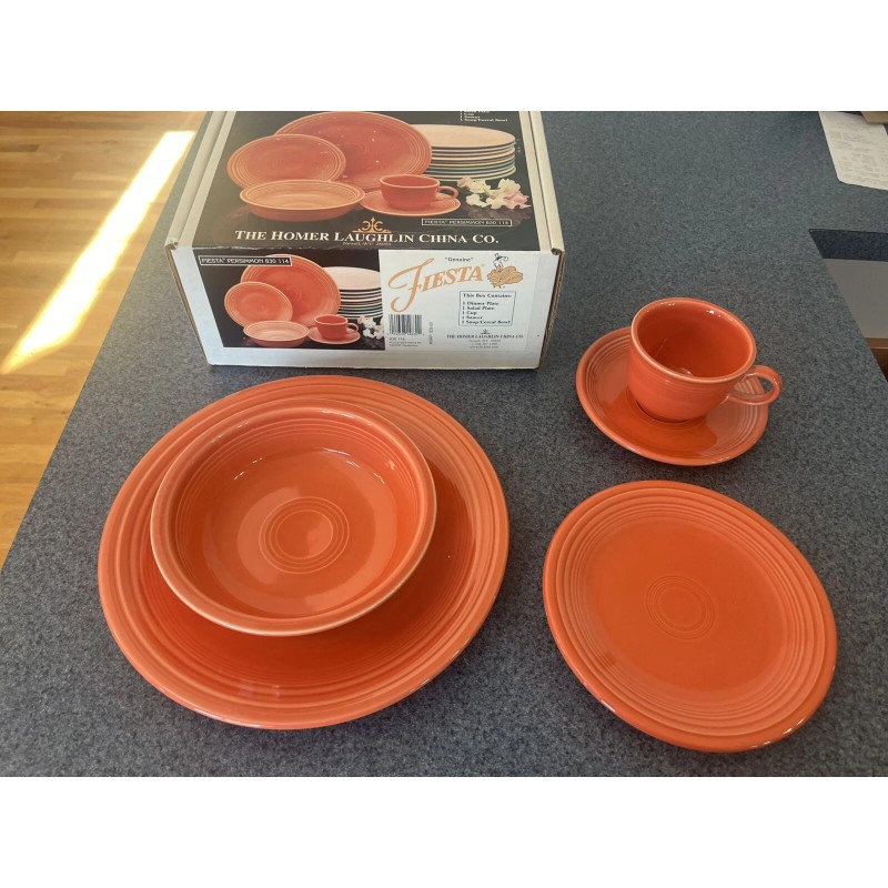 Homer Laughlin Fiesta 5 Piece Place Setting Retired Persimmon Homer