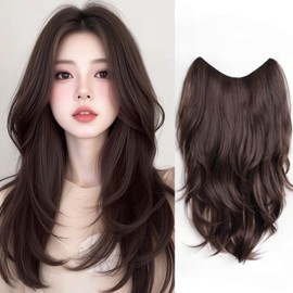 Hair Extension, Collar Legs Wig, Loose Curls (Dark Brown)
