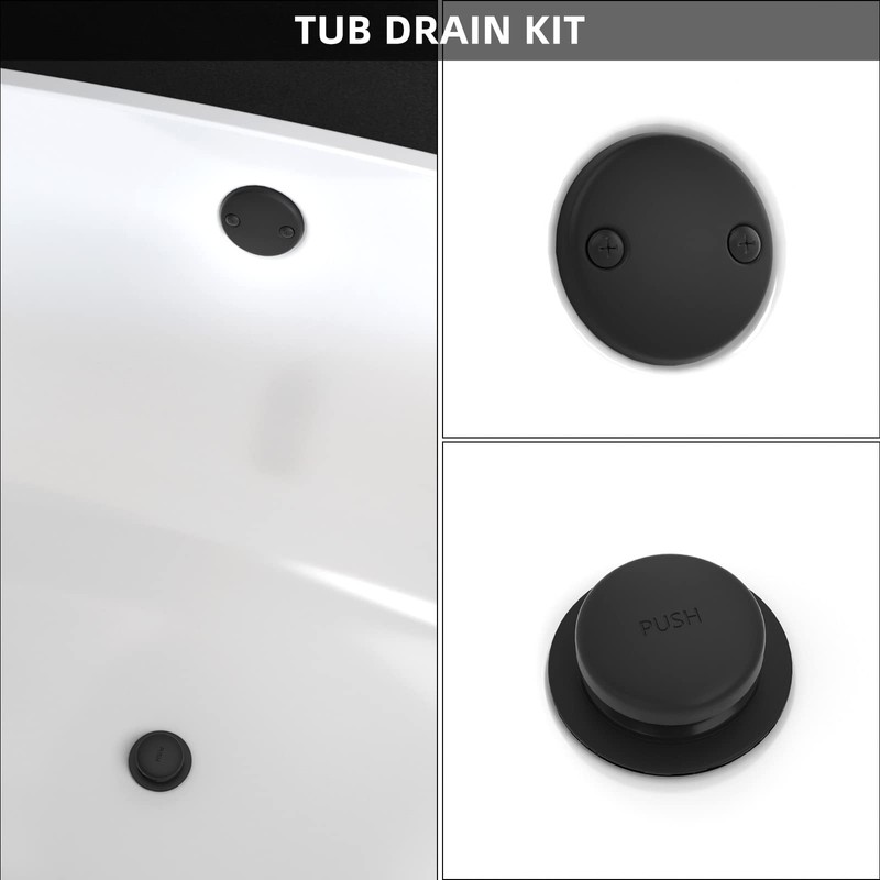 Matte Black Bath Tub Drain and Overflow Kit, Universal All