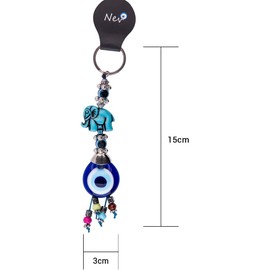 Nevfactory Hamsa - Llavero de mano de piel con vidrio Nazar Boncuk mal de ojo turco, Turquesa, Small