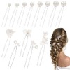 Nyvralora 13 Pcs Bridal Hair Pins White Ceramic Flowers Pearls