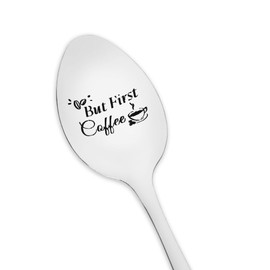 Coffee Gift for Coffee Lovers Gifts for Men Women Birthday Gift for Daughter Son But First Coffee Spoon for Best Friend Boyfriend Girlfriend Anniversary Wedding Gift for Dad Mum Engraved Spoons Gifts