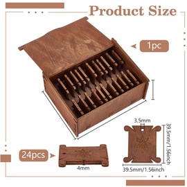 BENECREAT Wooden Bobbin Set, Embroidery Floss Organizer Box with Bobbins Sewing Storage Tool for Cord Wire Thread and Sewing Craft, 1.5x1.5x0.15Inch