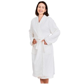 Mutenlc Kimono Bathrobe for Women Terry Cloth Robes knee length towel Bathrobe (US, Alpha, Large-white)