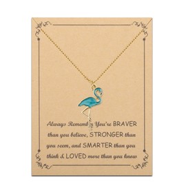 FUSTMW Pink Flamingo Necklace Gifts Flamingo Lover Gifts Flamingo Bird Pendant Necklace Flamingo Jewelry for Women (green)