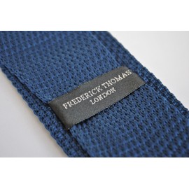 Frederick Thomas navy blue plain knitted tie with pointed end 8cm