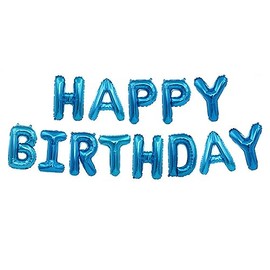 Haobase 16 inch Aluminium Foil Happy Birthday Balloons Banner, Black, 1 Count, Unisex-Kids, Birthday