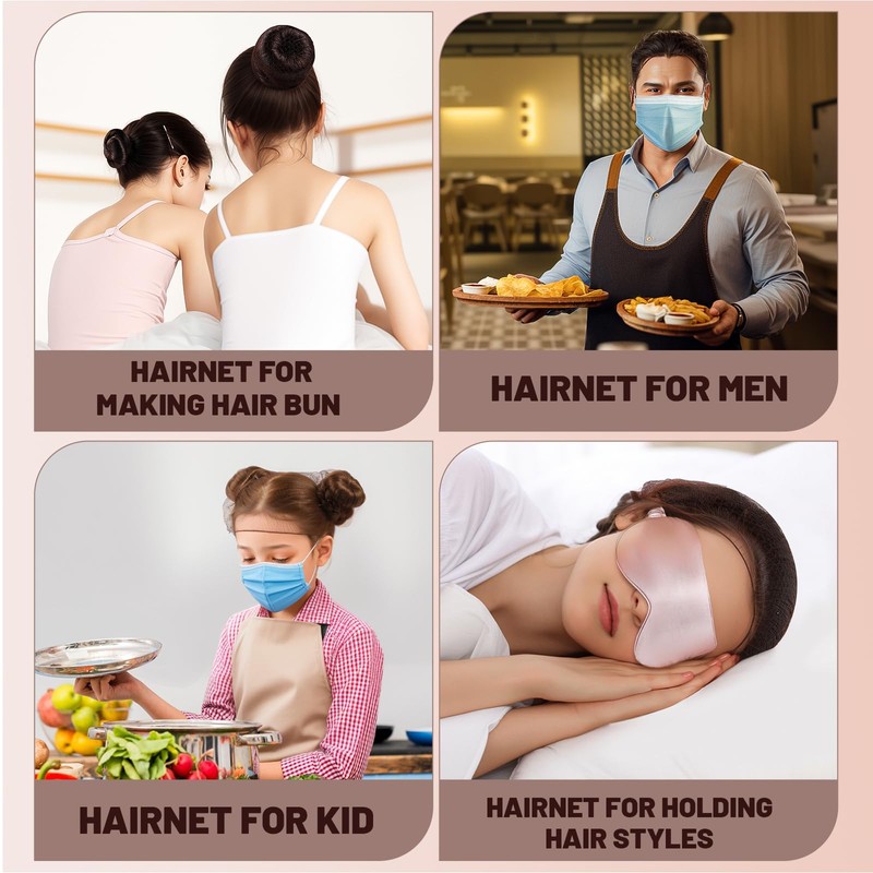 LEOBRO Brown Hair Nets, 60 pcs Hair Nets for Food