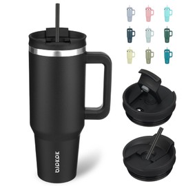 BJPKPK 40 oz Tumbler With Handle Insulated Tumblers With Lid And Straw Stainless Steel Thermal Cup,Black