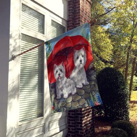 Caroline's Treasures PPP3198CHF Westie April Showers House Flag Large Porch Sleeve Pole Decorative Outside Yard Banner Artwork Wall Hanging, Polyester, House Size, Multicolor