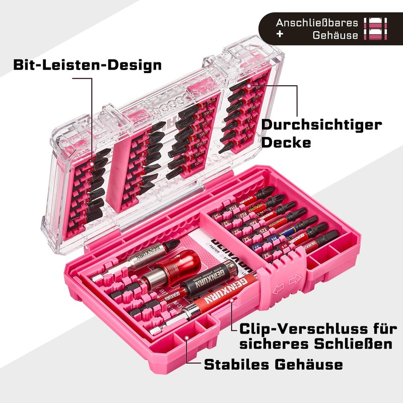 Geinxurn 40-Piece Screwdriver Bit Set Made of Impact-Resistant, S2 Steel,