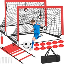 EVERRUSH 6' x 4' Soccer Goals Nets for Backyard Beach Pop Up Soccer Training Equipment Net Portable Goal Set with Ball, and Cones, Youth Outdoor Sports Games Football Goal with Carry Bag