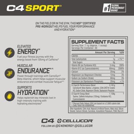 Cellucor C4 Sport Pre Workout Powder Blue Raspberry - Pre Workout Energy with 3g + 135mg Caffeine and Beta-Alanine Performance Blend - NSF Certified for Sport | 30 Servings
