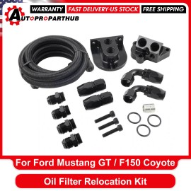 VEHITO Oil Filter Relocation Kit Fits Ford Mustang GT / F150 5.0 5.2 Coyote 2011-2023