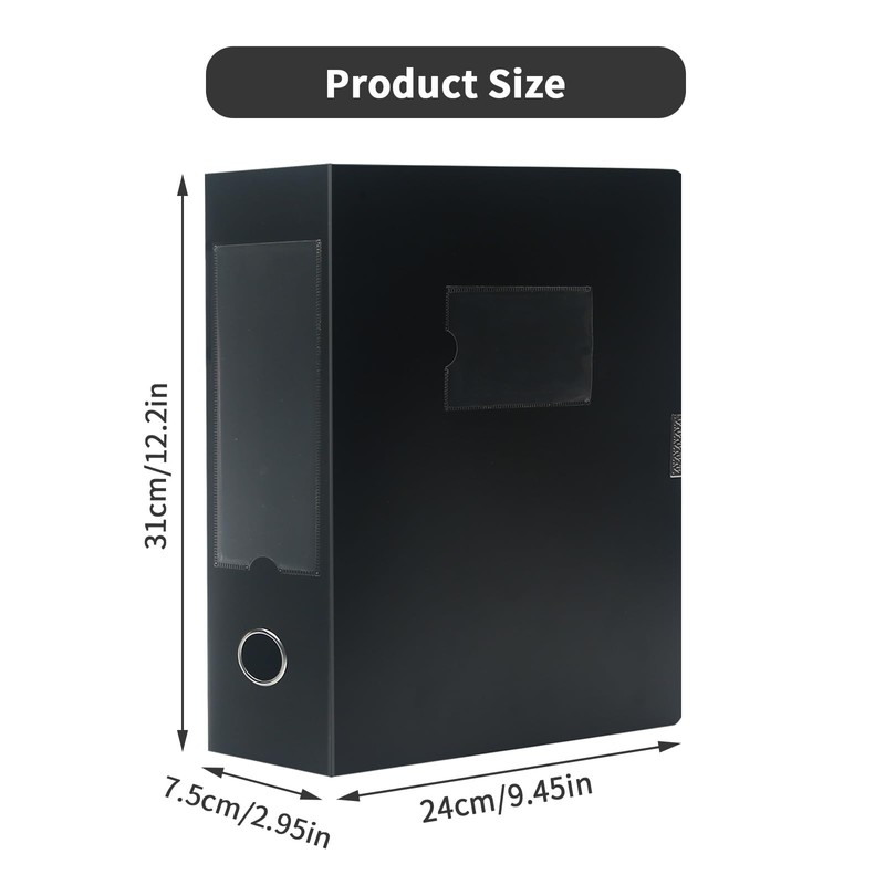 4 Pack Box Files A4,Plastic Box File with Lid,75mm Spine