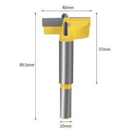 Meccion Carbide Forstner Drill Bit Wood Hole Cutter, Professional Woodworking Hole Saw Boring Bit (40mm)