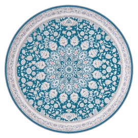 HOMETHIC HOMETHIC 6ft Round Area Rugs Machine Washable Boho Rug Oriental Floral Soft Indoor Carpet Low Pile Non Slip Large Rugs for Living Room Bedroom Dining Room Decor Aesthetic, Blue