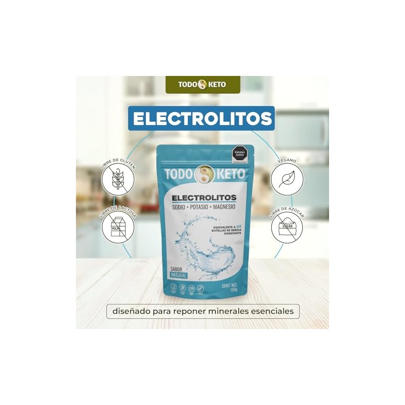Electrolitos Polvo Natural Sin Azúcar 150g Sodio Potasio Magnesio 60
