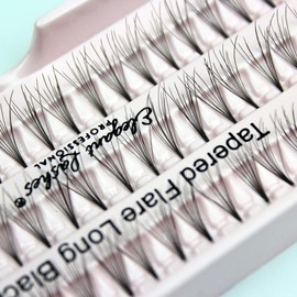 Elegant Lashes Tapered Flare Long Black Individual Eyelashes (Double Pack - 2 Trays) | Cruelty-Free FAUX MINK
