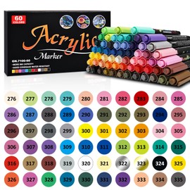LSHSXPX - 60 Colores Rotuladores Acrilicos, Juego de Rotuladores Acrílicos, Plumones Profesionales para Dibujo, Rotuladores de Pintura, Ideal para Aficionados, Artistas