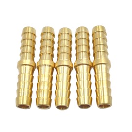 5pcs 1/4" Hose Barb Brass Hose Fitting Metals Splicer Mender Splicer Brass Hose Fitting Adapter for Water Fuel Air