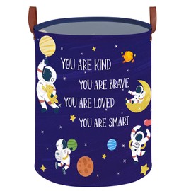 Space Decor for Boys Room Basket -Astronaut Decor Baby Hamper,Planets Stars Kids Toy Basket Storage Bin, Outer Space Blue Laundry Hamper (Space-Astronaut)