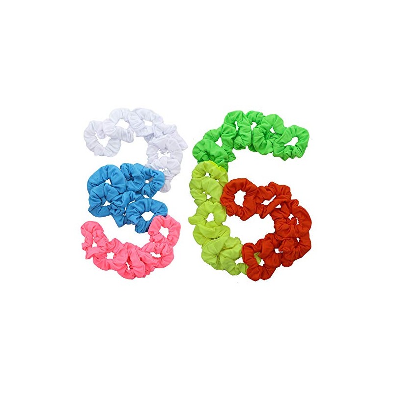 36 Pcs Solid Hair Scrunchies - Neon Mix