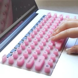 Tidytype Ergonomic Keyboard Film for Nail Art - Silicone Cover for Apple's Full Model Keyboard -Professional Nail Organization Certification:_COTTON CANDY PINK