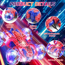 Spider Remote Controlled Car from 3 4 5 6 7 8 9 10 Years, 4WD 2.4 GHz 360° Rotation Drift Monster Truck Toy Remote Controlled Car with Hand Control, Birthday Easter Gifts for Children Boys Girls