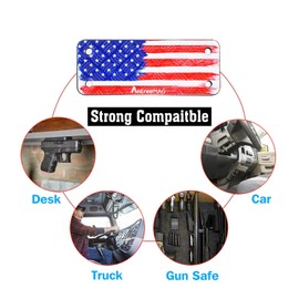 3-Pack Gun Magnet Mount, 55 lb Rating,Magnetic Gun Holster| Rubber Coated Gun Holder for Handgun, Shotgun, Rifles, Revolvers| Beside Holster, Using in Cars, Trucks, Wall, Desk (US Flag)