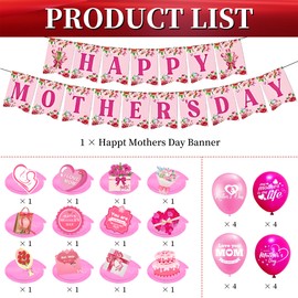 Mothers Day Decorations Happy Mothers Day Banner Bunting Mothers Day Hanging Swril Decorations Mother's Day Balloons Best Mothers Day Gifts from Daughter Son Mother's Day Party Supplies Home Decor