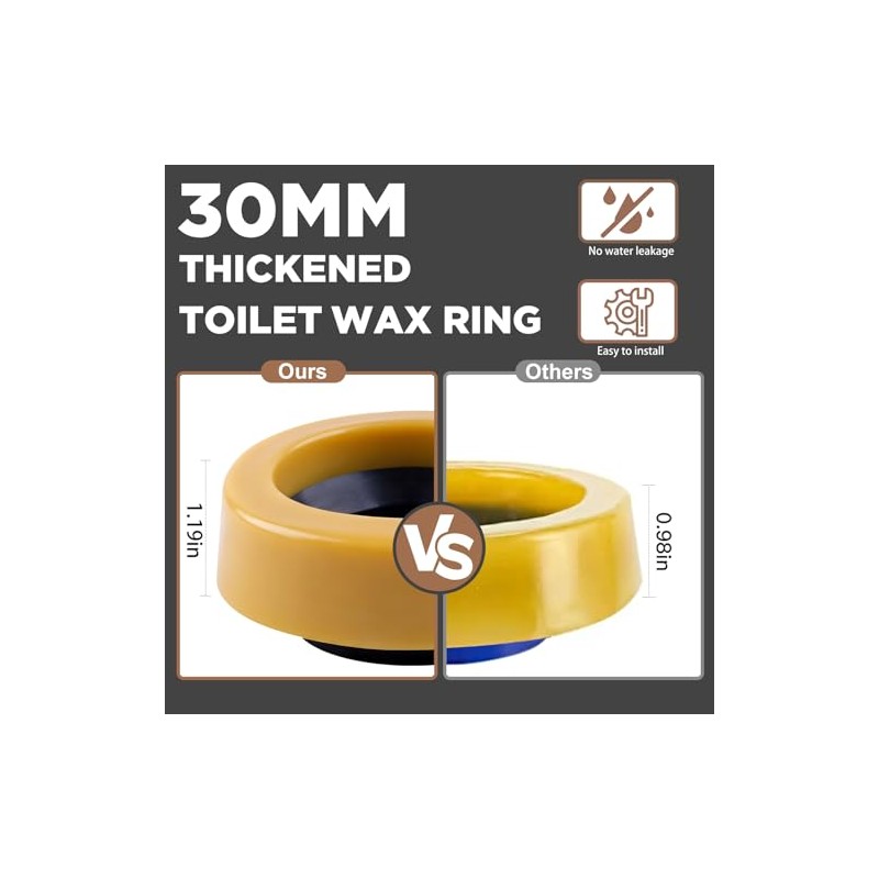 2-Pack Extra Thick Toilet Wax Ring Replacement Kit with 304
