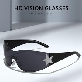 3 PCS Rimless Y2K Sunglasses for Women Men, Wrap Around Fashion Sunglasses Oversized Frameless Trendy 2000s Trendy Glasses (Black,Brown,White)