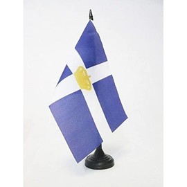 Kingdom of Greece 1863-1973 Table Flag 5'' x 8'' - greek Desk Flag 21 x 14 cm - Black plastic stick and base - Drapeau Royaume de Grèce 1863-1973 AZ FLAG