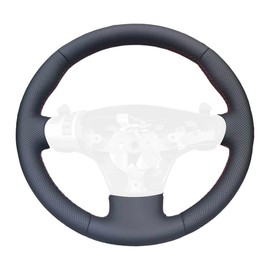 RedlineGoods Lenkradbezug kompatibel mit Saturn Aura 2007–10. Maßgeschneidert – nicht universell. Echtes italienisches schwarzes Wildleder (Alcantara) mit Silberfaden