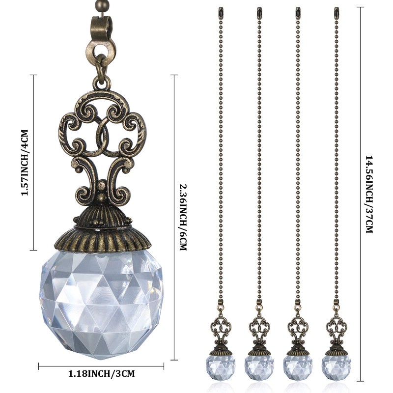 Hicarer Ceiling Fan Pull Chains Crystal Light Fan Pull Chain
