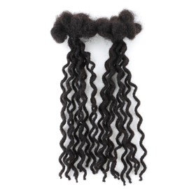 10 Inch 30 Strands Curly Loc Extensions Human Hair, 0.4cm Width 100% Human Hair Dreadlock Extensions for Men/Women, Can be Dyed Soft Dreads Extension