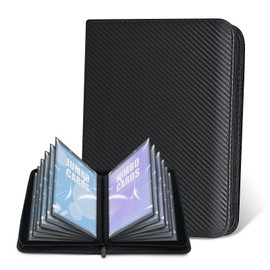 Jumbo Card Binder for PKM– WITHYU PU Leather Ringless Card Collection Binder with 60 Pockets, 5.9'' x 8.4''Card Holders Storage Album for TCG Card (Carbon Black)