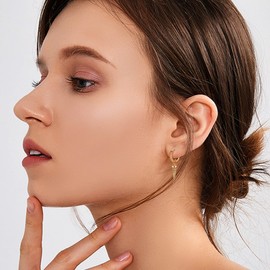 Jenosy Earrings Gold Women's Pearl Earrings Delicate Pearl Stud Earrings for Women Cartilage Huggie Stud Earrings for Girls Hypoallergenic Earrings 18K Gold-Plated Fashion Jewellery for Women and